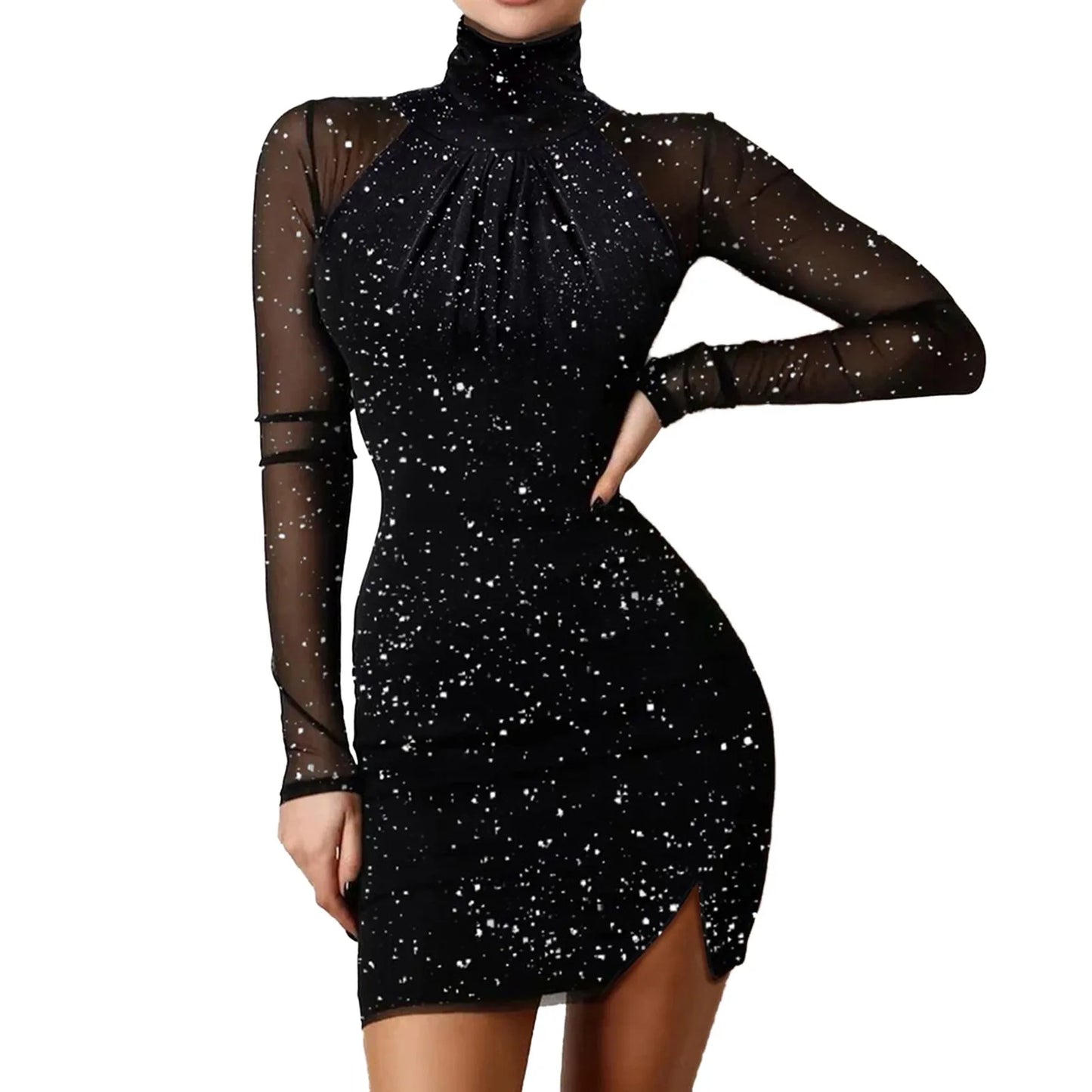 2023 Summer Women Off Shoulder Splicing Lace Beach Dress Sexy Bright Silk Bag Hip Black Bikini Dress Cover-Up Elegant Dress