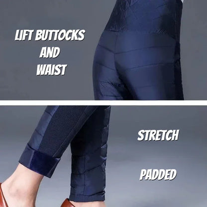 Women's Winter Cotton Pants High Waist Thickened Windproof Warm Down Casual Pants New Slim Pencil Pants Nine-point Pants