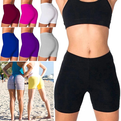 Women Elastic Shorts Casual High Waist Tight Fitness Slim Skinny Bottoms Summer Solid Sexy White Black Cycling Shorts Sweatpants