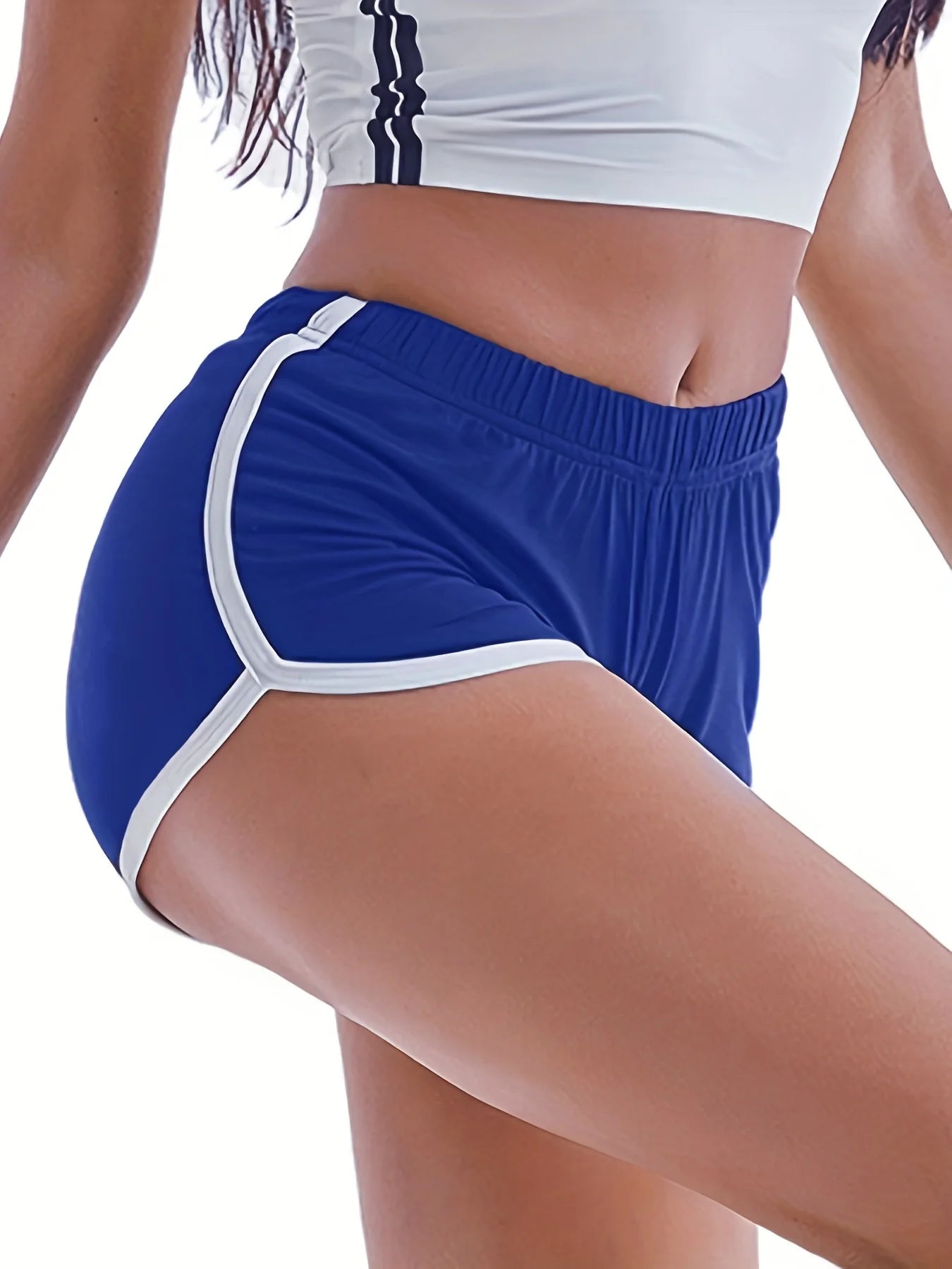 Summer Sports Shorts Women Home Casual Solid Fashion Yoga Beach Short Contrast Binding Side Split Elastic Waist Patchwork Bottom