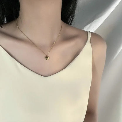 Stainless Steel Love Heart Necklace For Women 2023 New Trendy Lip Chain Simple Pendant Necklace Jewelry free shipping