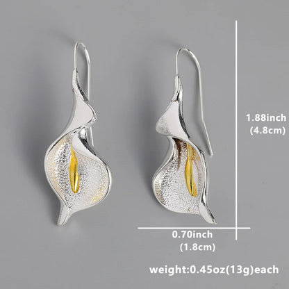 Exquisite Blooming Flower Hook Earrings Simple Accessories Gold Silver Color Plant Dangle Earrings for Women Jewelry