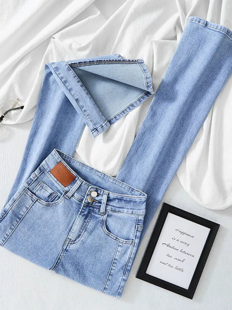 Skinny Hight Waist Split Flare Jeans Korean Streetwear Casual Stretch Denim Pants Woman Oversize 4xl Bell Bottom Kot Pantolon