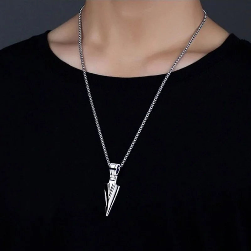 Fashion Men Triangle Arrow Necklace Indian Triangle Pendant Hip Hop Necklaces for Men Punk Jewelry Accessories Anniversary Gift