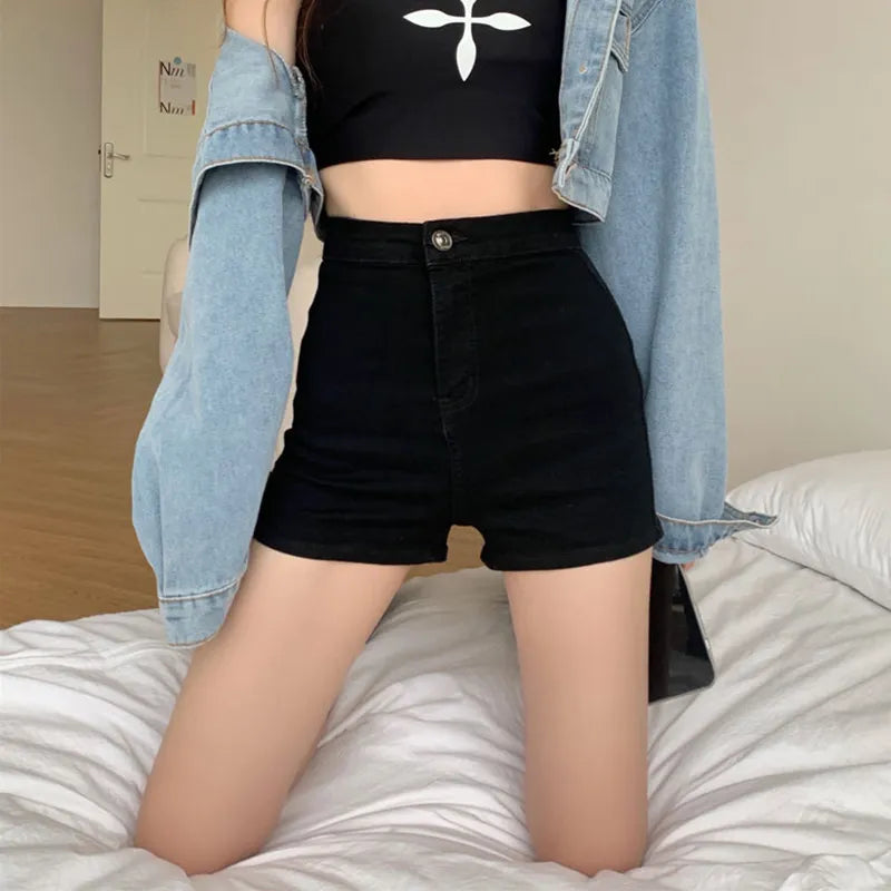 High Waist Denim Shorts Women Summer 2023  New Korean Fashion Loose Jeans Sexy Wide-leg Pants Stylish Denim Short