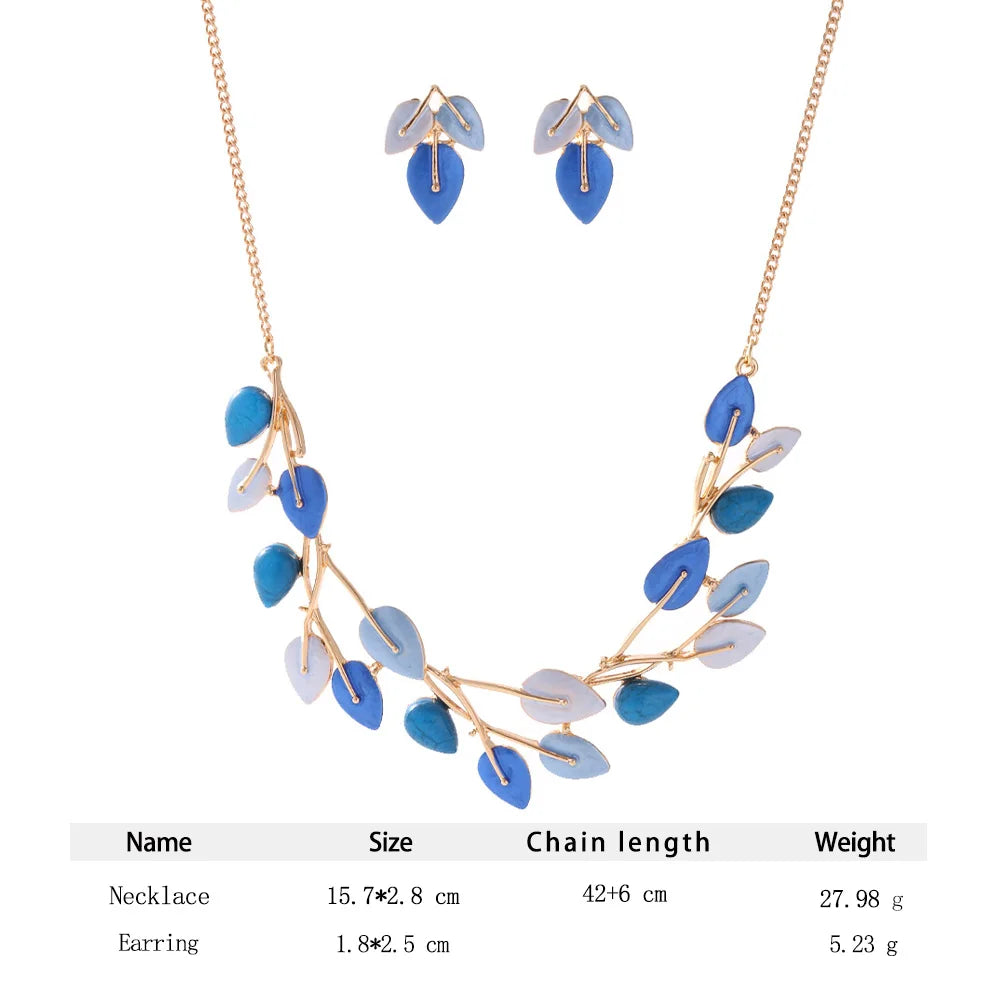 Leaf Necklaces Earrings Sets Fashion Jewelry Neck Elegant Chokers Aesthetic Christmas Gift Wedding Luxury Necklaces for Women