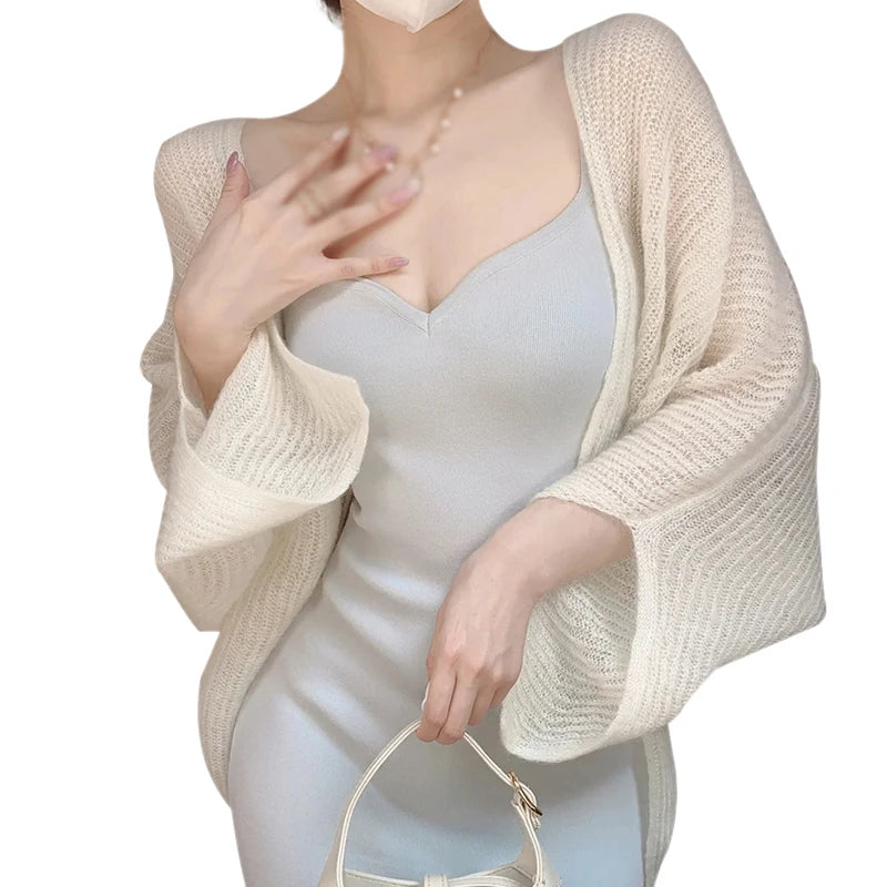 Women's Cardigan Top Solid Casual Knitted Sun Protection Top