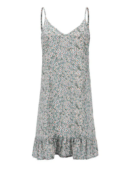 Women's Boho Floral Dress, Backless, Spaghetti Strap, Beach, Sexy, Bohemian, Flower, Short Party Dresses, Summer Sri sampi