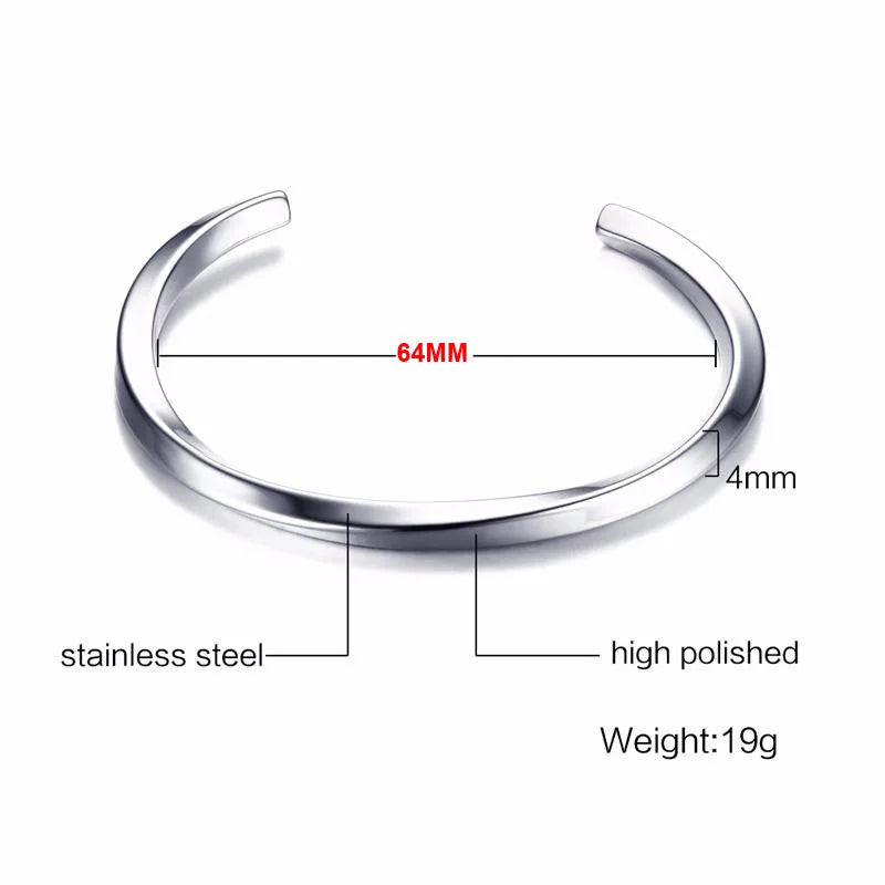 Simple Twisted Woven Bangles for Men's Fashion Retro Casual Party Jewelry Gift Stainless Steel Trend Men's Cuff Bangle