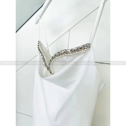 Suspender dress female 23 years temperament celebrity heavy glitter diamonds small dress thin sexy package hip skirt