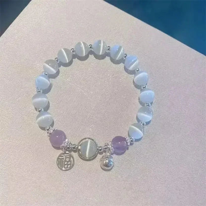 Gioielli da donna Nuovo braccialetto in cristallo al chiaro di luna Bracciale elastico in foglia di lusso con acquamarina leggera 