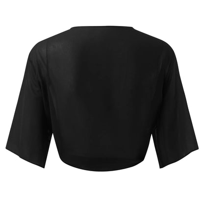 Bolero Cardigan in chiffon Top corto estivo da donna Mezza manica Involucri eleganti Scialli Copricostumi Mantella da sposa Camicetta avvolgente Camicetta