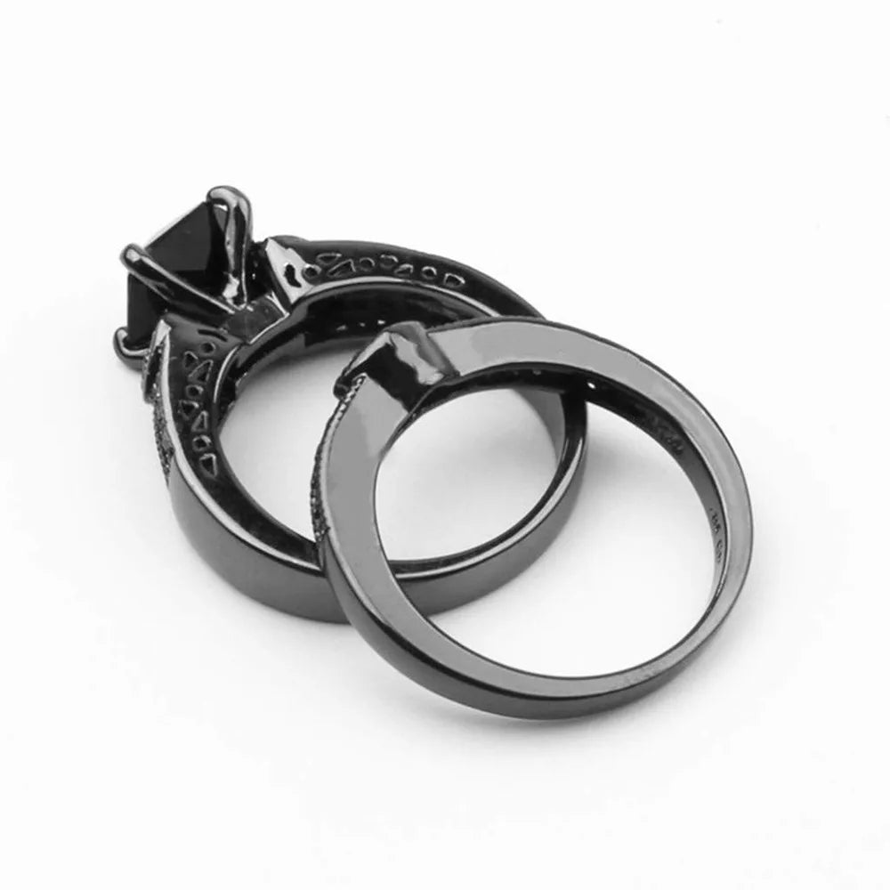 Luxury Rings Unique Female Black Oval Inlaid Cross Border Rings Vintage Big Wedding Rings For Women Men Jewelry Gift Fashion