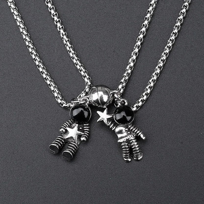 Popular goth magnetic astronaut spaceman couple bracelet necklace Men women party holiday gift fashion pendant jewelry accessori