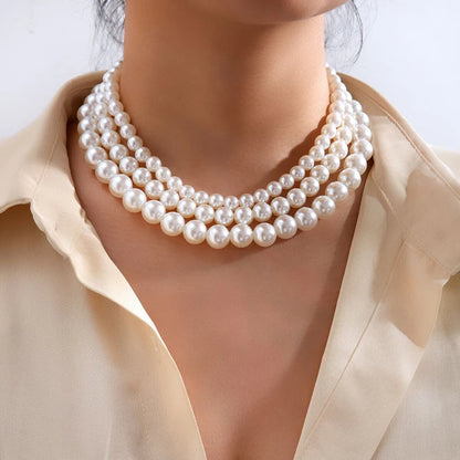 New Trend Elegant Jewelry Wedding Big Pearl Necklace For Women White Imitation Pearl Choker Necklace For Party Gifts