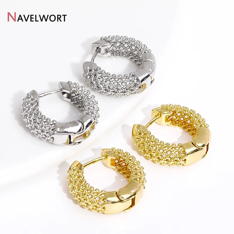 Trendy 19mm Gold Color Brass Round Hoop Earring,High Quality Hollow Out Huggie Earring,Fashion Earring For Women Party Gifts