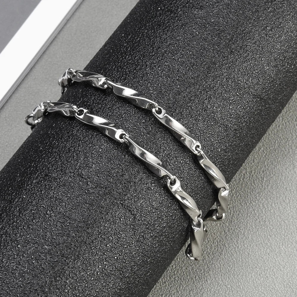 Stainless Steel Men Charm Bracelet Punk Vintage Twisted Woven Bangles for Women Fashion Casual Bracelets Bangle Chains Jewelry