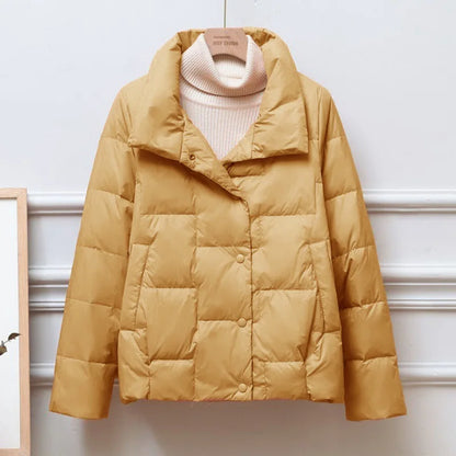 Parka da donna Autunno Inverno Stand-up Gollar Leggero Sottile Corto 2024 Nuova Giacca in cotone allentato femminile Top per il tempo libero Cappotto 