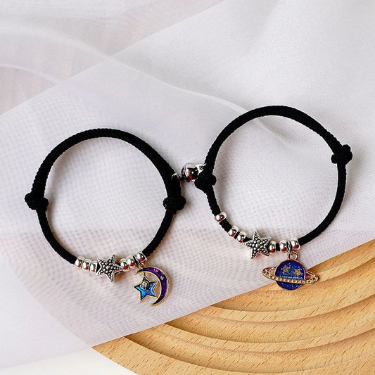 New Fashion Simple Magnetic Couple Bracelet For Women Men Lovers Personality Astronaut Star Handmade Braided Bracelet Jewelry