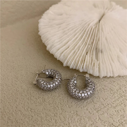 Peri'sBox Large Small Chunky Hoop Earrings Set With Zircon Huggie Earring Hoops Unusual Cute Trendy Earrings For Women Gifts