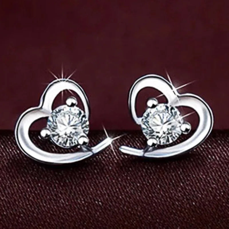 Pendientes De Collar De Circonitas De Corazón De Moda