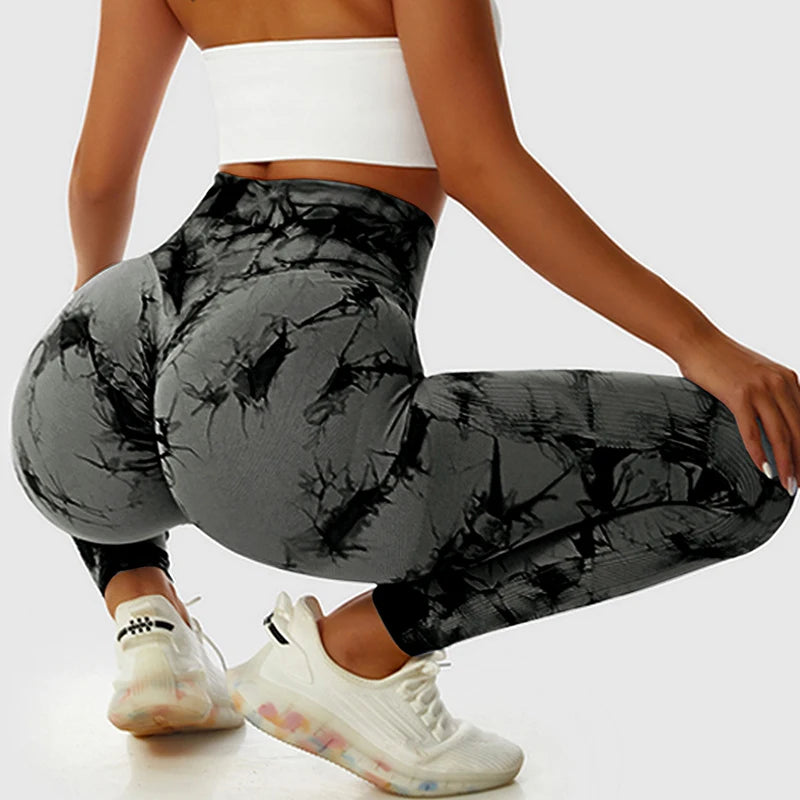 Tie Dye Sports Leggings Seamless  Fitness Yoga Pants