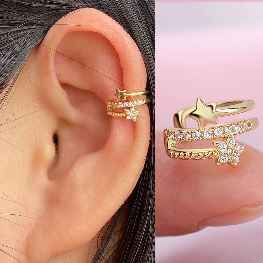 1Piece Climber Ear Cuff Ear Clip for Women CZ Non Pierced C Shape Geometric Small Earcuff Ear Wrap Earcuff Clips Jewelry Gifts