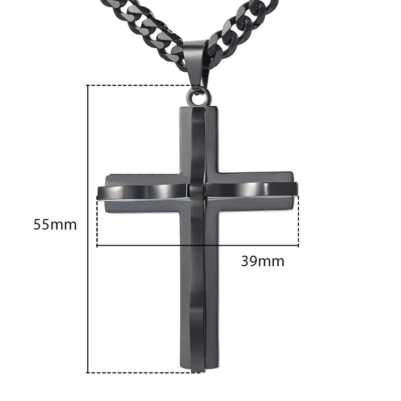 Luxury Mens Jewellery Cross Necklace Men Faith Jewelry Stainless Steel Necklace Chain Necklace Hip Hop Punk Party Accessories