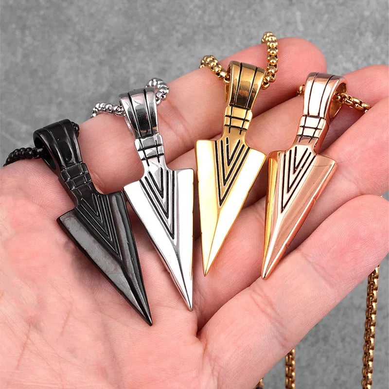 Fashion Men Triangle Arrow Necklace Indian Triangle Pendant Hip Hop Necklaces for Men Punk Jewelry Accessories Anniversary Gift