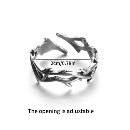 Couple Punk Irregular Thorns Couple Rings Retro Hip-hop Personality Adjustable Finger Ring for Men Women Lovers Jewelry Gifts