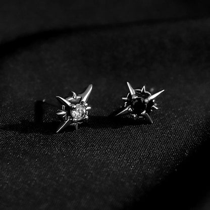2022 New Trend Black Zircon Star Stud Earrings for Men Women Black Couple Personality Hip-hop Earrings Party Accessories Jewelry 