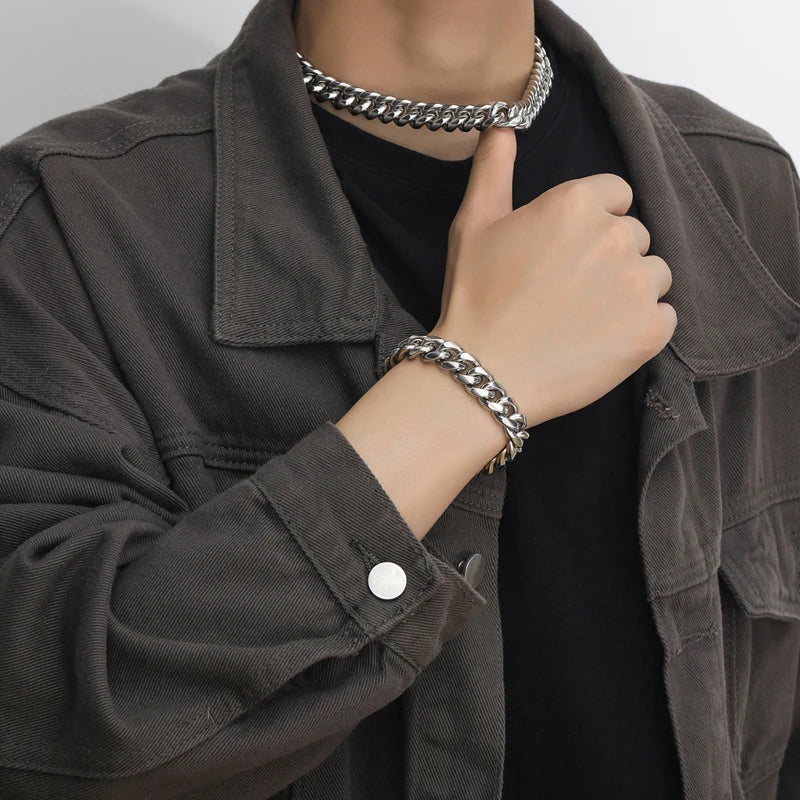 Collana in acciaio inossidabile di moda catena cubana da uomo da donna punk hip hop non sbiadirà il regalo dei gioielli del choker della collana Spedizione gratuita 