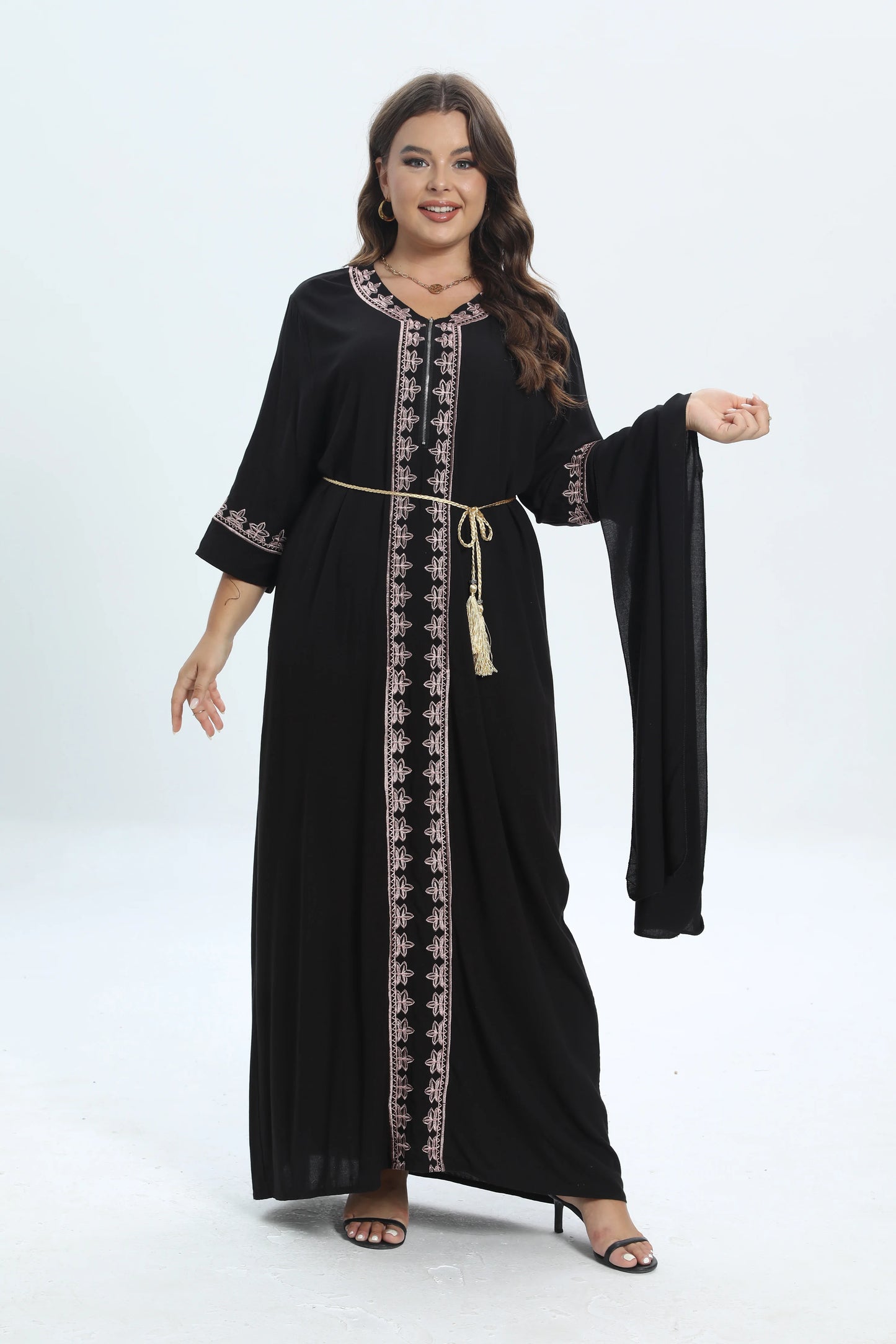 New Style Plus Size Abaya  African Dashiki Caftan  Traditional Kaftan Cotton Embroidery O-neck Jilbab Loose Boubou Casual Dress