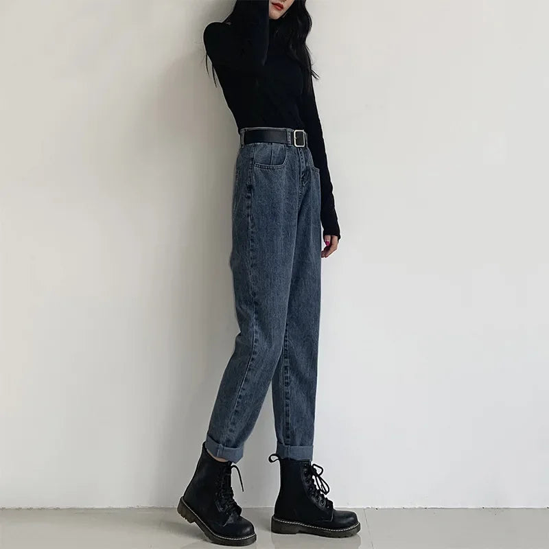 Jeans For Women Clothes Distressed Denim Cotton Pants High Waist Straight Loose Harem Trousers Female Clothes Aesthetic Jeans