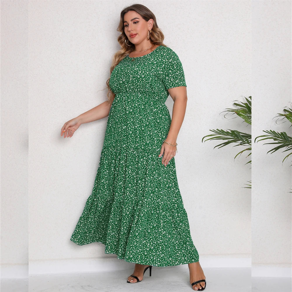 2022 Summer New Hot Sale Plus Size Round Neck Short Sleeve Dress For Women