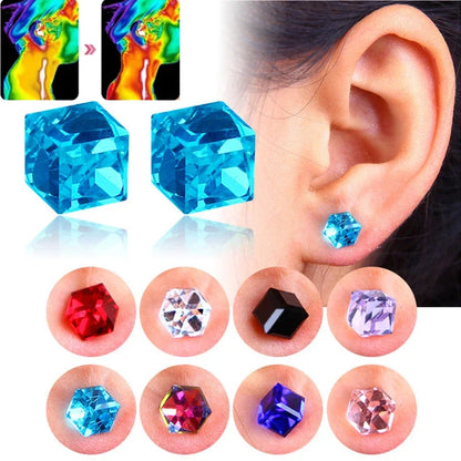 Fashion Versatile Non-Percing Earring Lymphatic Magnetotherapy Jewelry Strong Magnetic Lymphvity Cubic Square Ear Stud for Women