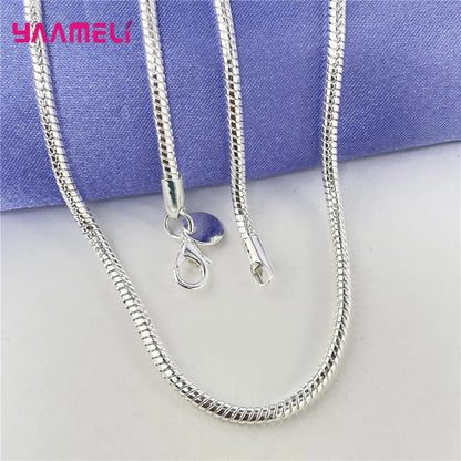 Big Promotion 100% Authentic 925 Sterling Silver Chain Necklace with Lobster Clasps fit Men Women Pendant 1.2/3/4mm 16-30 Inch