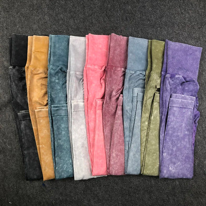 Leggings senza cuciture sui fianchi color pesca a vita alta, pantaloni da yoga fitness da corsa, lavati con la sabbia, attillati, ad asciugatura rapida, taglia extra large