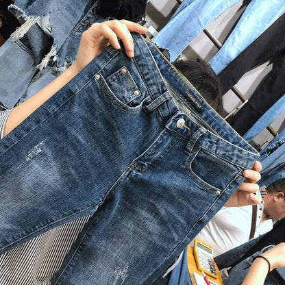 Skinny Ripped Jeans Women Spring Summer Autumn Hot Selling Women's Fashion Casual Girls Cute Denim Pants Female Cheap Wholesale