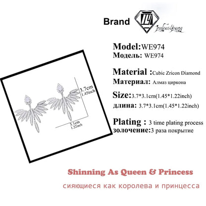 Luxury Trendy Marquise Flower Full Mirco Paved Crystal Zircon Naija Wedding Drop Earring Fashion Party Bridal Jewelry