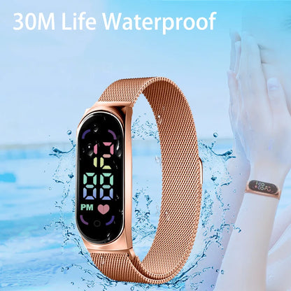 Luxury LED Women Watch Man Magnetic Watchband Strap Waterproof Touch Feminine Clock Digital Wristwatches relogios feminino