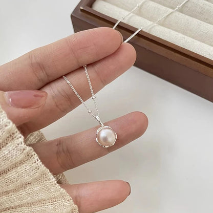 Freshwater Pearl Pendant Necklace Premium Collarbone Chain Summer Jewelry