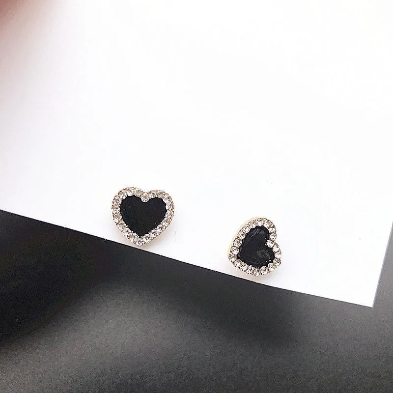 Korean Style Zircon Black Resin Square Ear Studs for Women Elegant Luxury Geometric Earrings 2023 Fashion Trends Jewelry Gifts