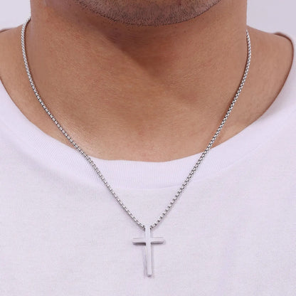 Vonmoos Collana con Croce in Argento da 16-24 Pollici Collane con Croce da Uomo con Catena a Croce da 2,5 mm e Squisito Pendente a Croce in Acciaio Inossidabile