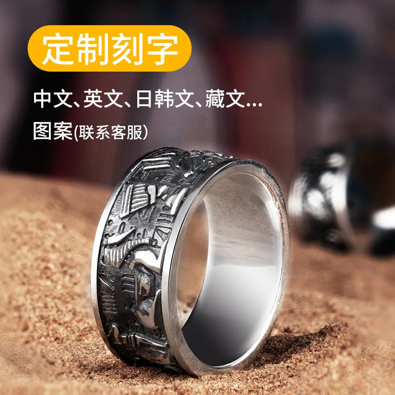 Egyptian Gods Horus Anubis Ring Silver Plated Vintage Pharaoh Totem Open Ring Charm Men Fashion Jewelry