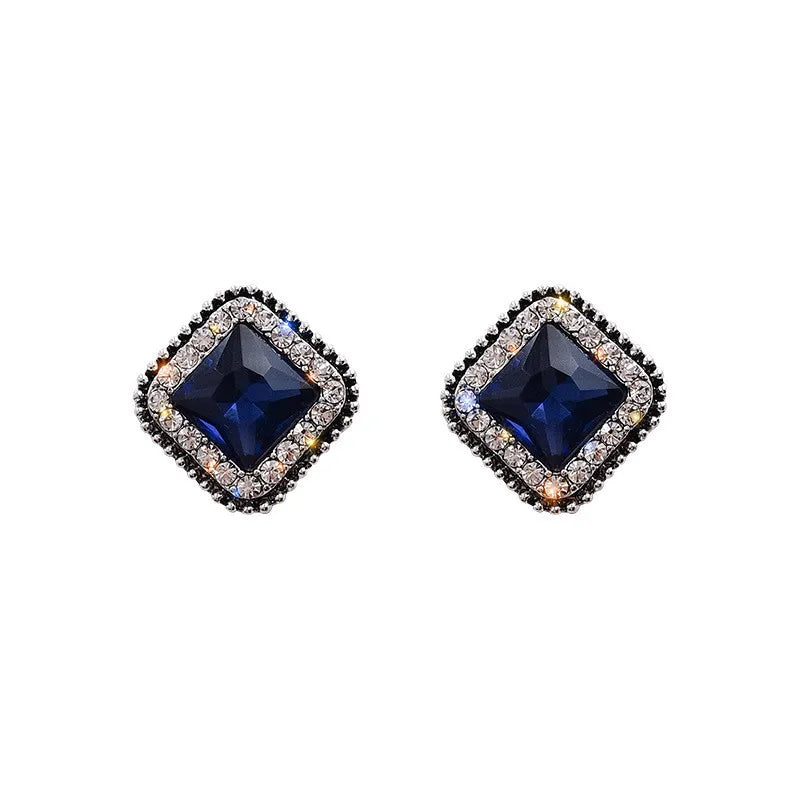 Adolph Trending Blue Gemstone Stud Earring For Women Square Korean Shiny Cheap Cute Earring Fashion Jewelry Party 2023 New Gifts