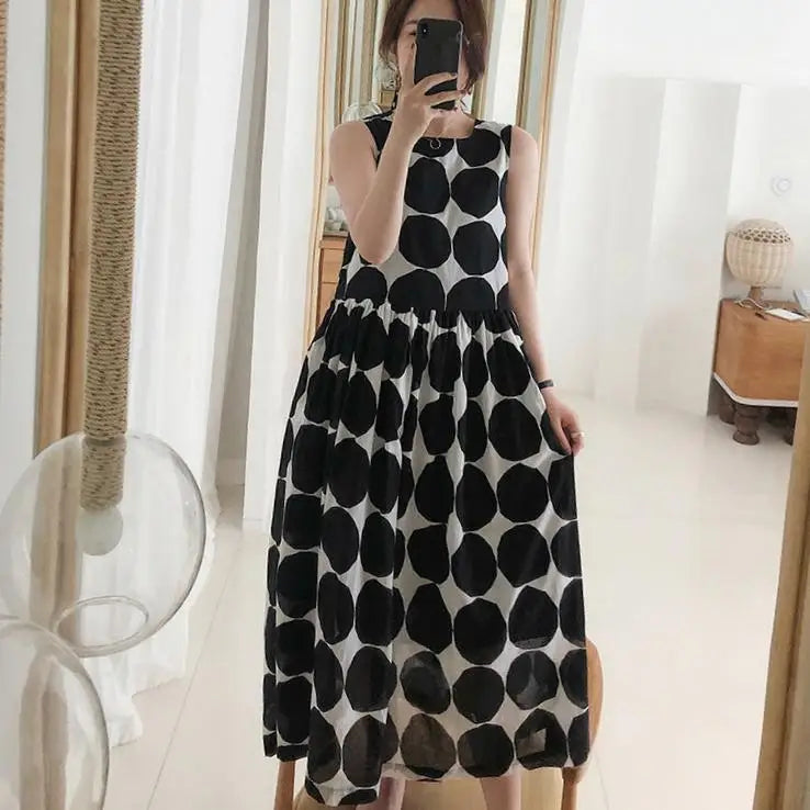 New Maternity Women Sleeveless Photography Dress Large Polka Dot  Pregnant Sundress Tank Dress Vest Dresses