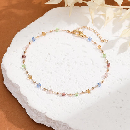 Korean Colorful Beads Chain Anklets Bracelets Women Summer Barefoot Jewelry Anklet