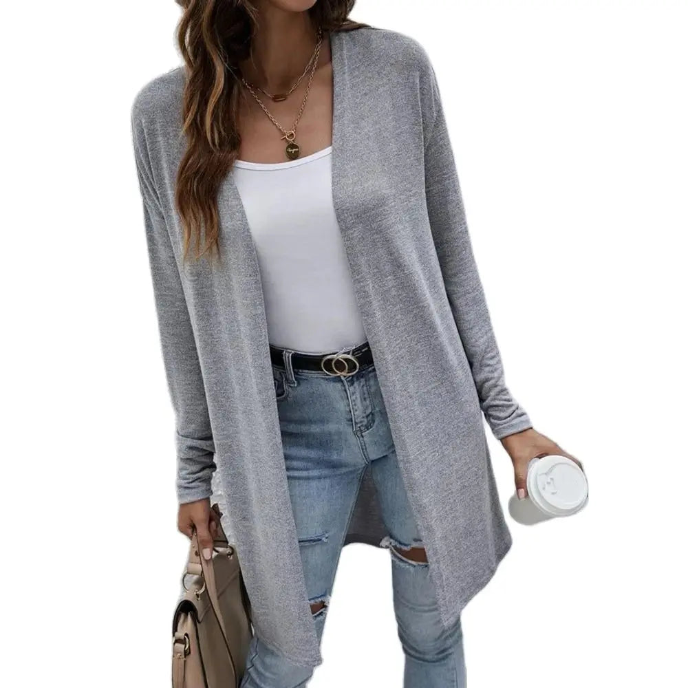 Autumn 2023 new source of women's pure color unbuttoned Cardigan long-sleeved sweater