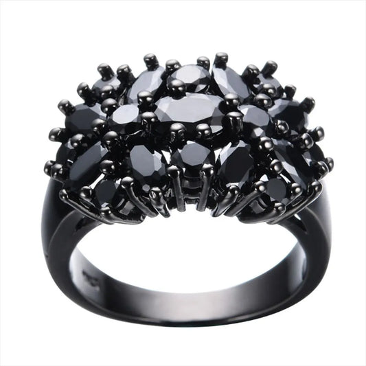 Luxury Rings Unique Female Black Oval Inlaid Cross Border Rings Vintage Big Wedding Rings For Women Men Jewelry Gift Fashion